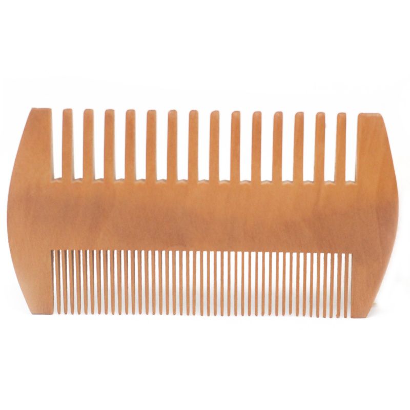 Peine compacto de barba con dos dentados en madera de peral