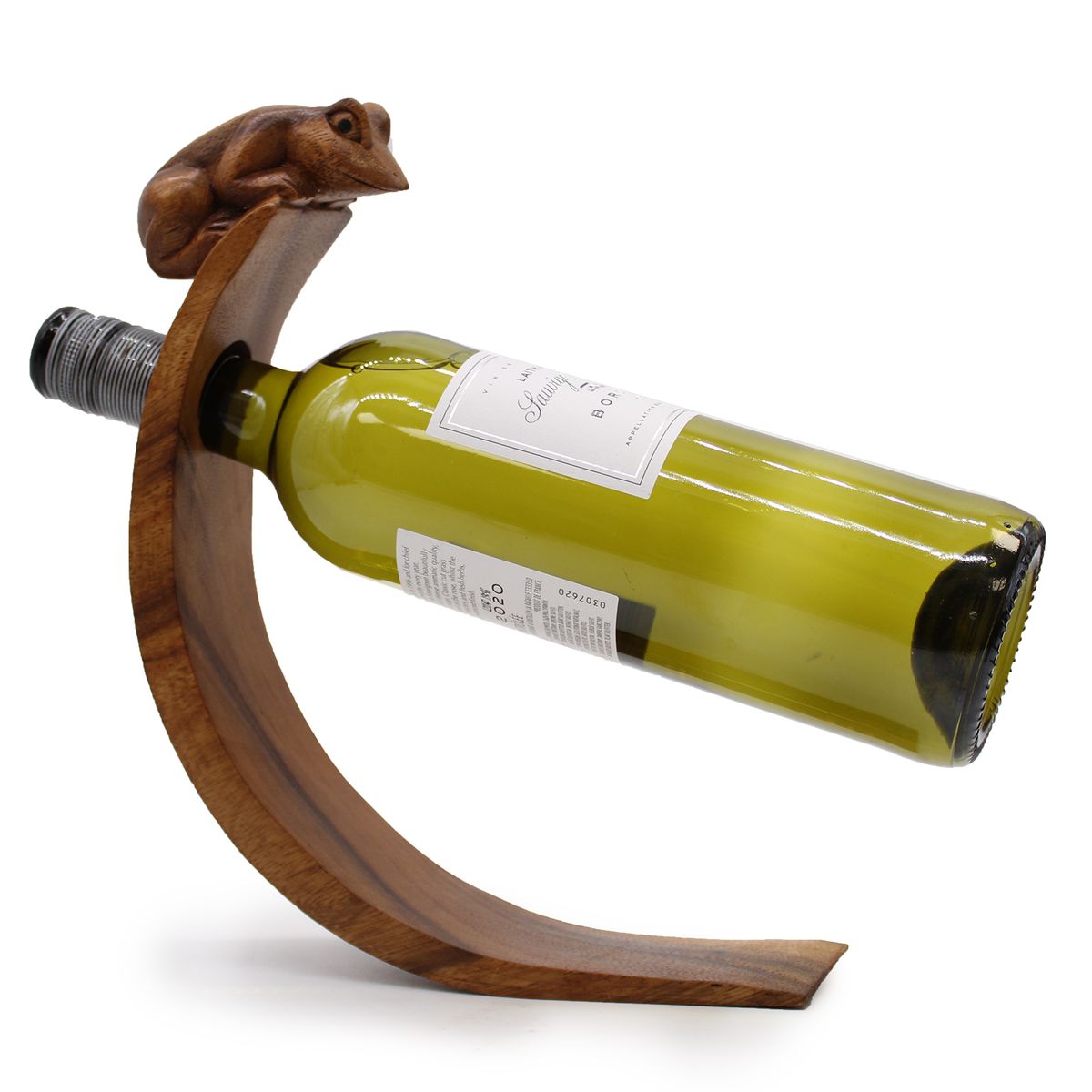 Portabotellas Rana · soporte decorativo de madera