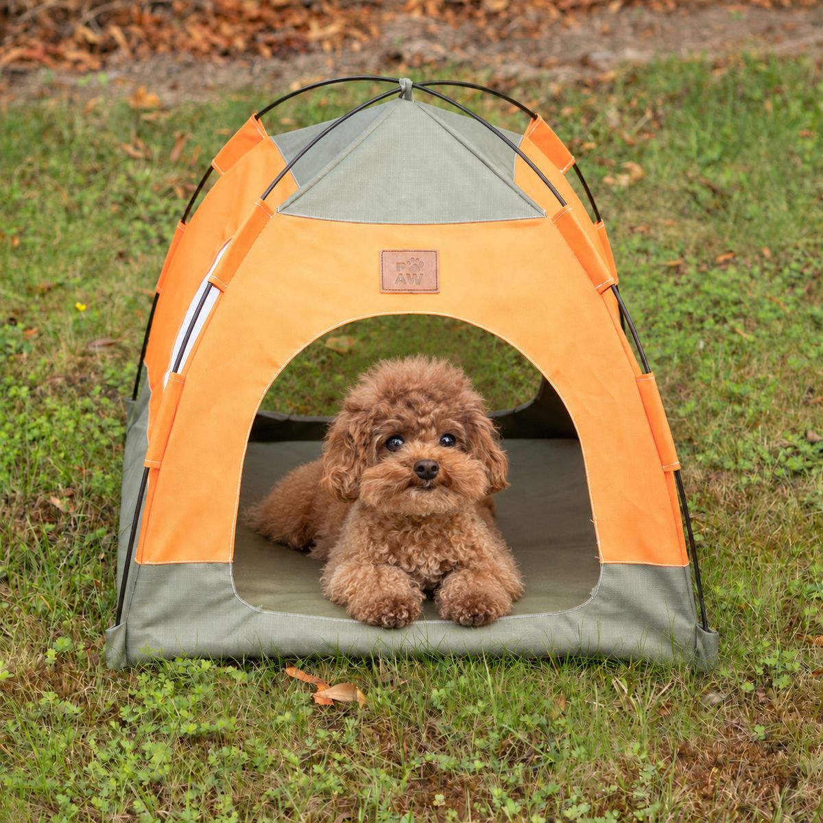 Refugio Tienda PAW · verde y naranja · 48 cm