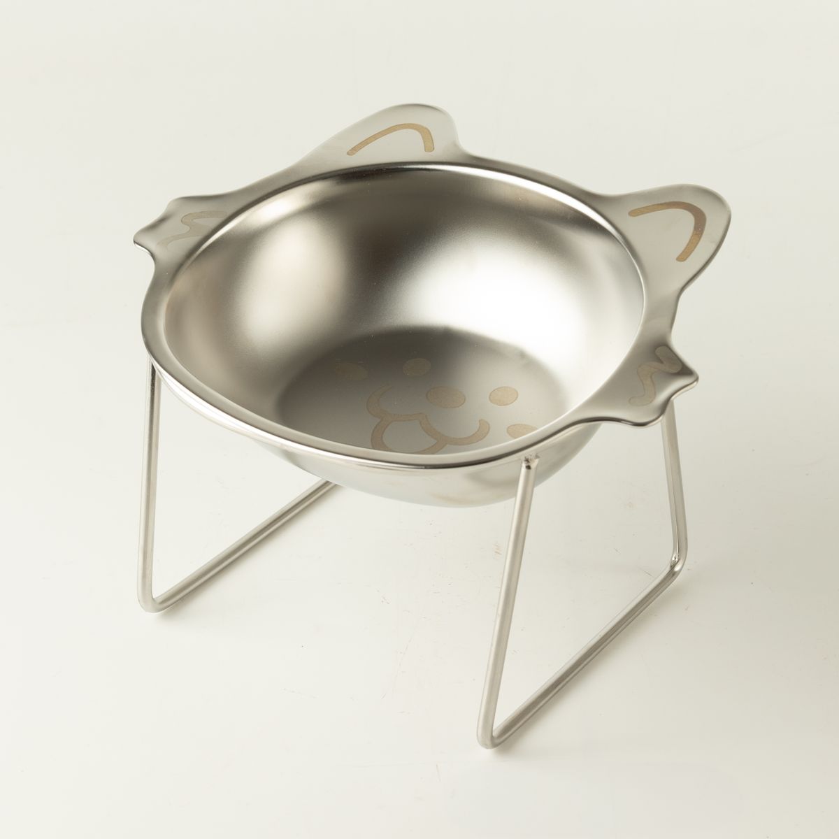 Cuenco Gato con orejas · acero inoxidable y soporte