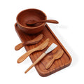 Kit de spa de madera de teca con bandeja y utensilios